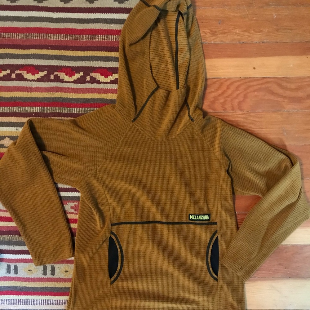 Mustard Colored Melanzana Micro-Grid Hoodie
